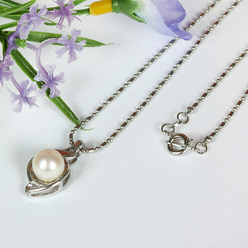 Perlenkette, Halskette Süßwasserperlen, platiniert, 4160